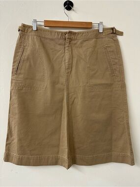 Ralph Lauren Khaki Midi Skirt with Front Pockets